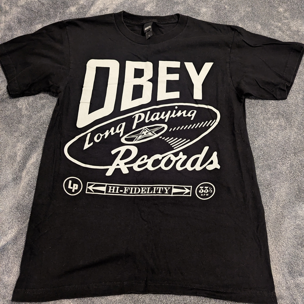 Obey 2004 Black Short Sleeve Tee with White Graphic